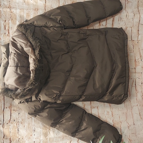 NWT Everyday Brown Faux Fur Trim Puffer Full Zip Jacket - Picture 10 of 11